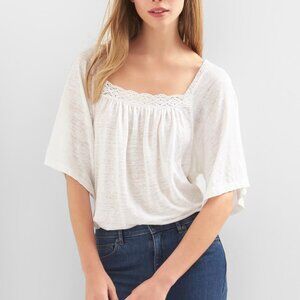 GAP White Lace Trim Blouse
